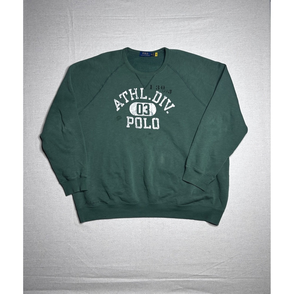 Polo Ralph Lauren Athl. Div. Crewneck Sweatshirt Men's XXL Green Graphic Fleece